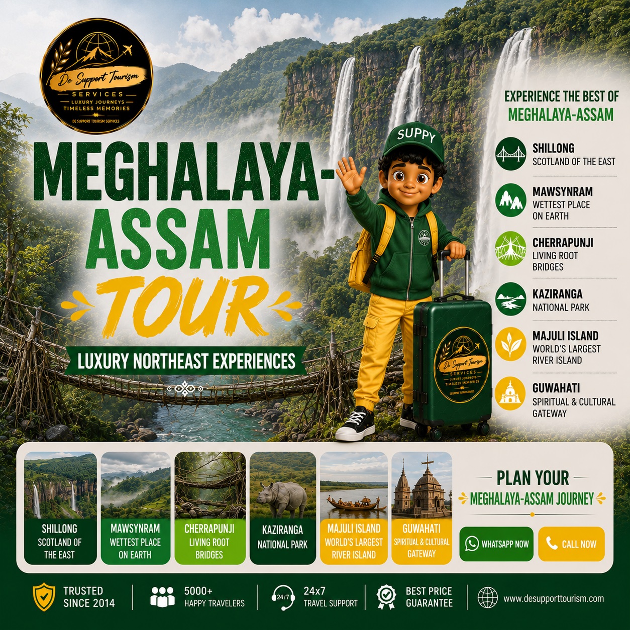 Meghalaya Assam Adventure: From Living Root Bridges to Majestic Kaziranga